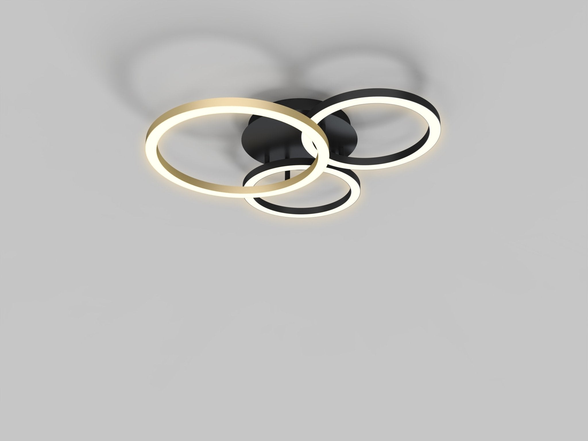 Czarno - złota lampa MALTA ledowe koła BARWA CIEPŁA lampa sufitowa 3 - punktowa - LAITICA