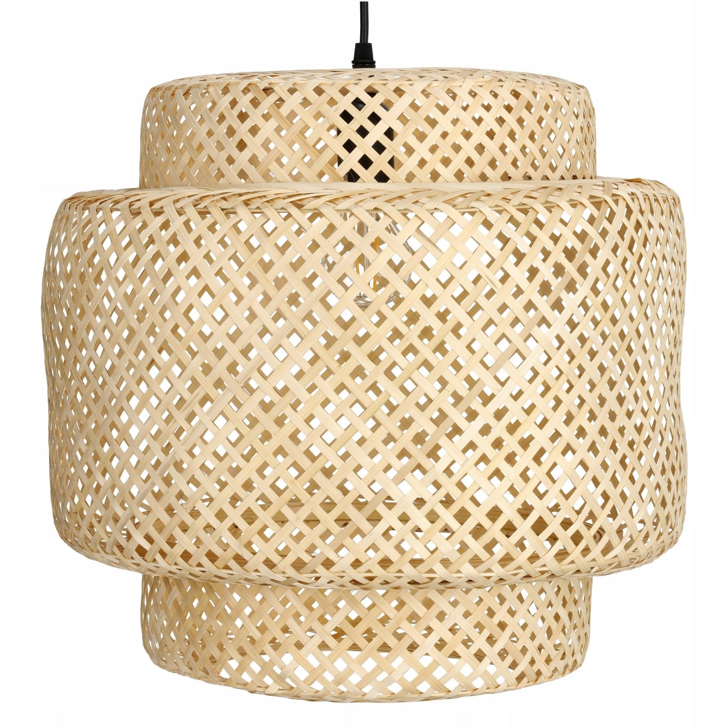 Duża Lampa Wisząca BOHO Sufitowa 40cm Bambusowa E27 Pleciona Naturalna