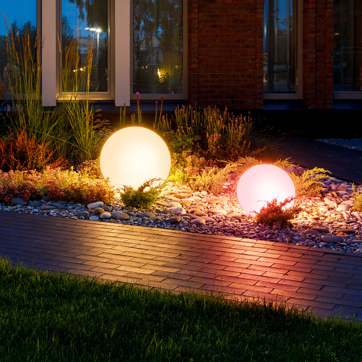 2x Kula LED Halloween 30 i 40 cm RGB Solarna USB Pilot Dekoracja Ogrodowa