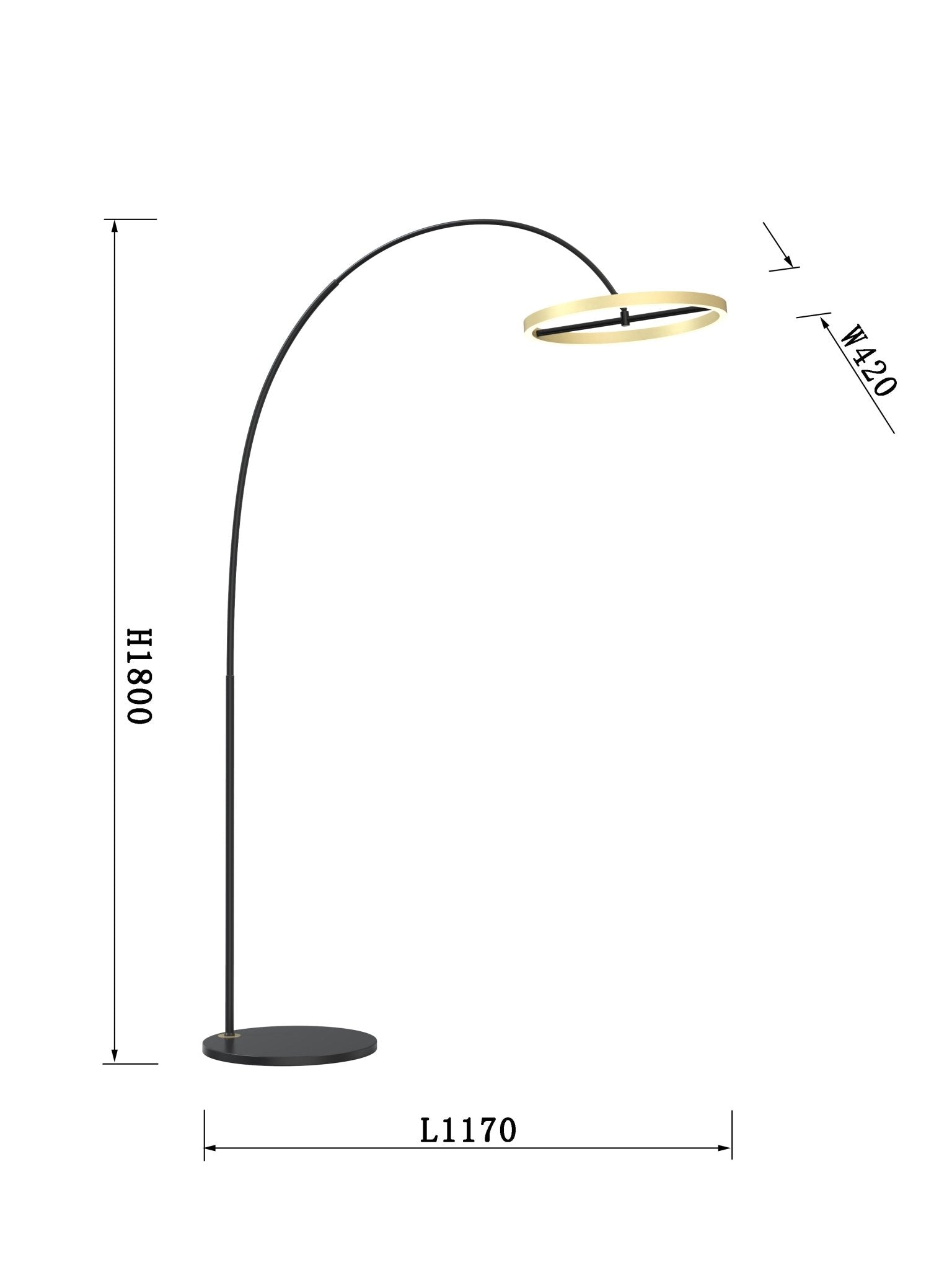 Duża lampa stojaca LED MALTA złoty okrągły klosz barwa CIEPŁA 180cm - LAITICA