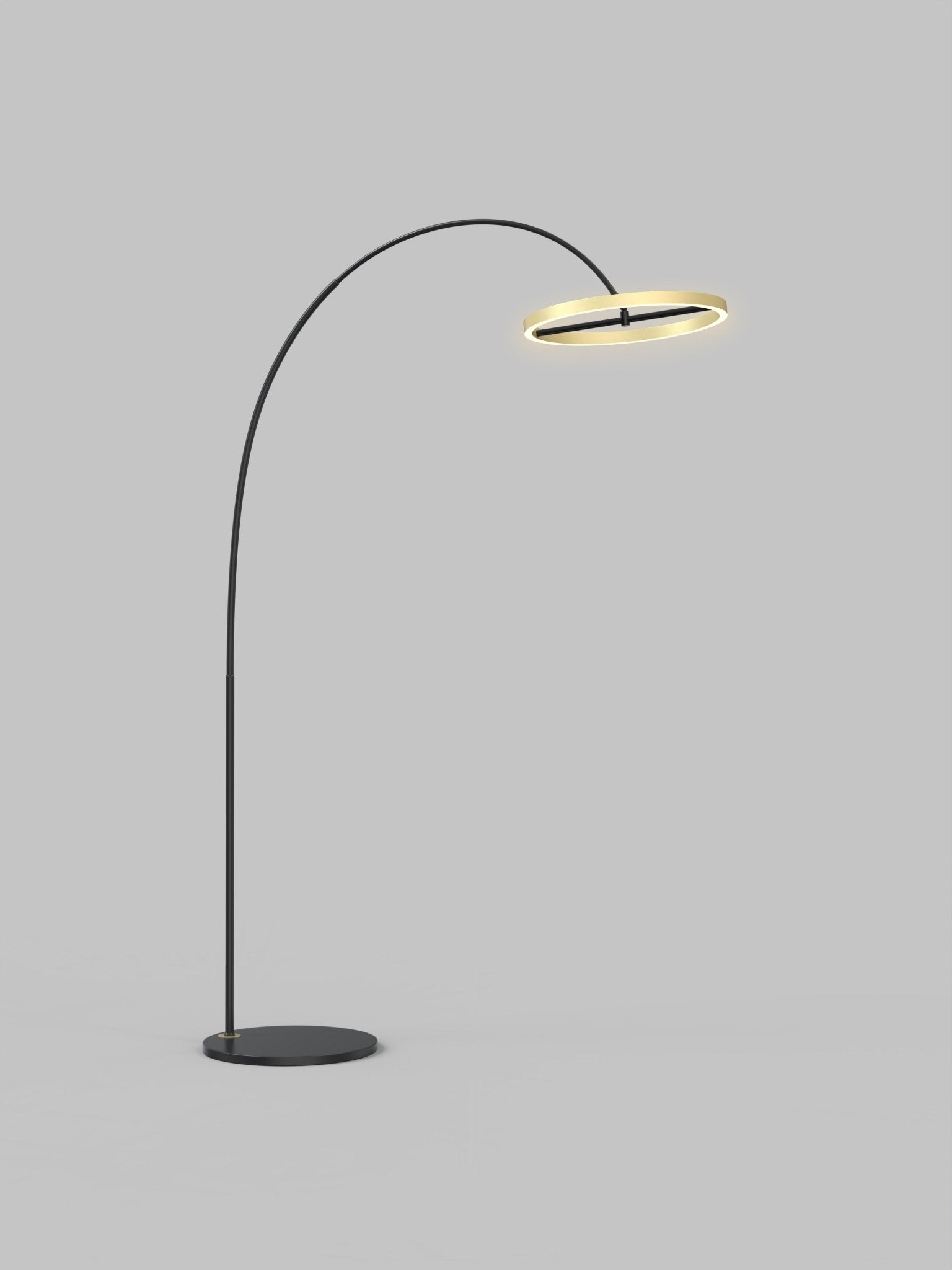 Duża lampa stojaca LED MALTA złoty okrągły klosz barwa CIEPŁA 180cm - LAITICA