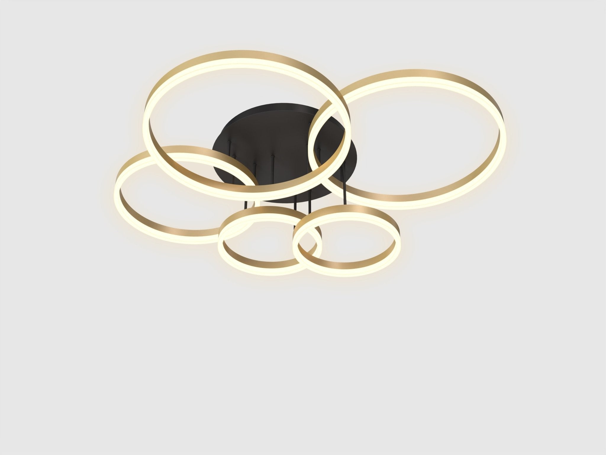 DUŻA lampa sufitowa MALTA ZŁOTA ledowe okręgi BARWA CIEPŁA 5 - punktowa - LAITICA