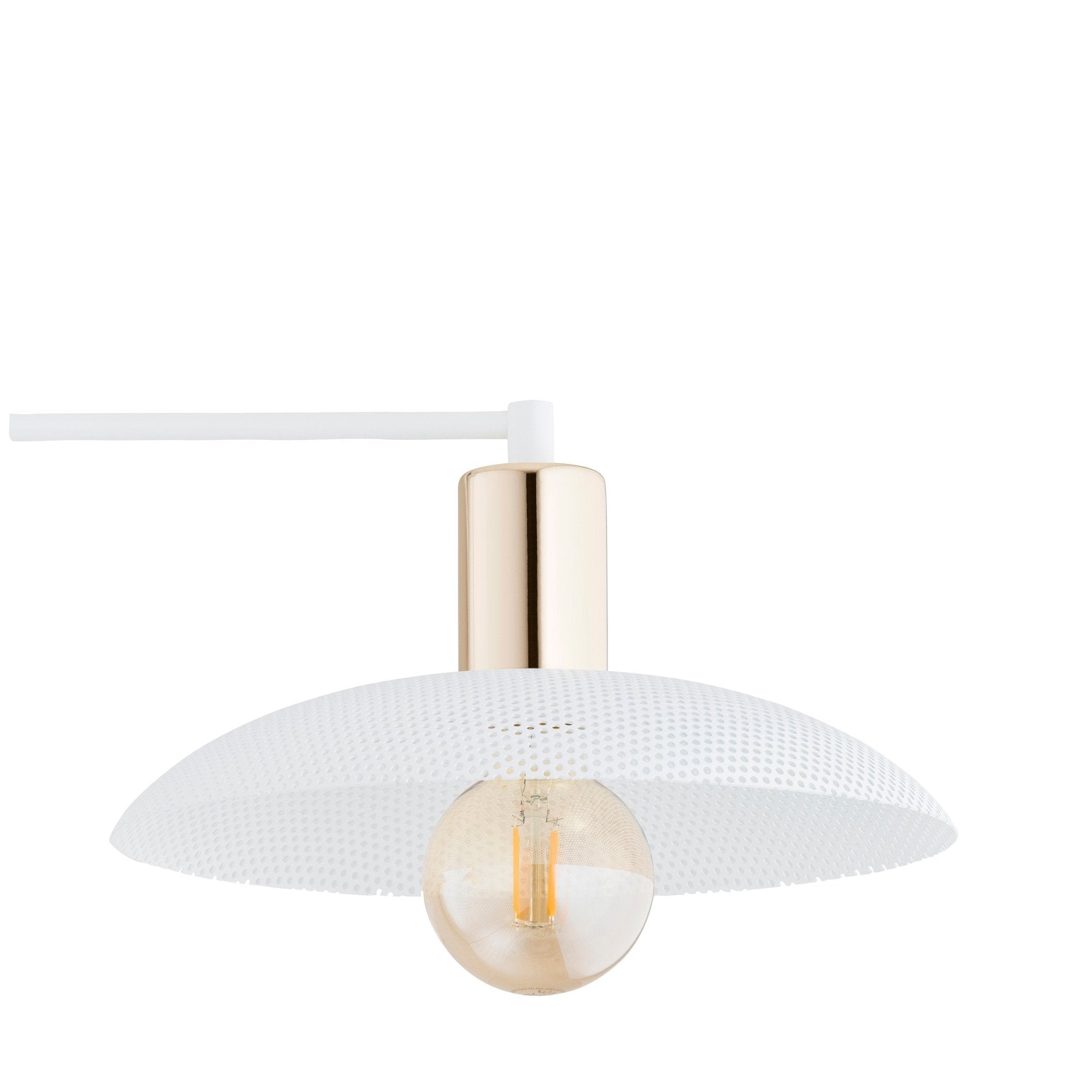 Duża lampa sufitowa NELI 100 cm 2xE27 BIAŁE KLOSZE metal złote dodatki - LAITICA