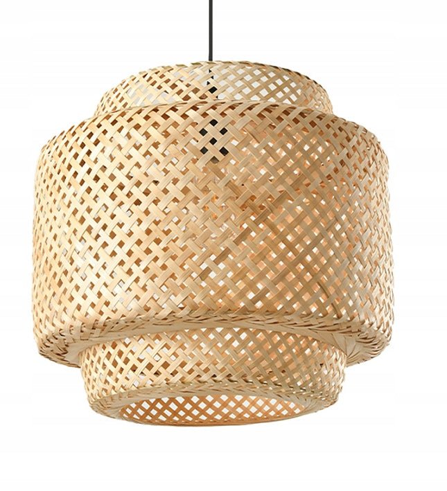 Duża Lampa Wisząca BOHO Sufitowa 40cm Bambusowa E27 Pleciona Naturalna - LAITICA