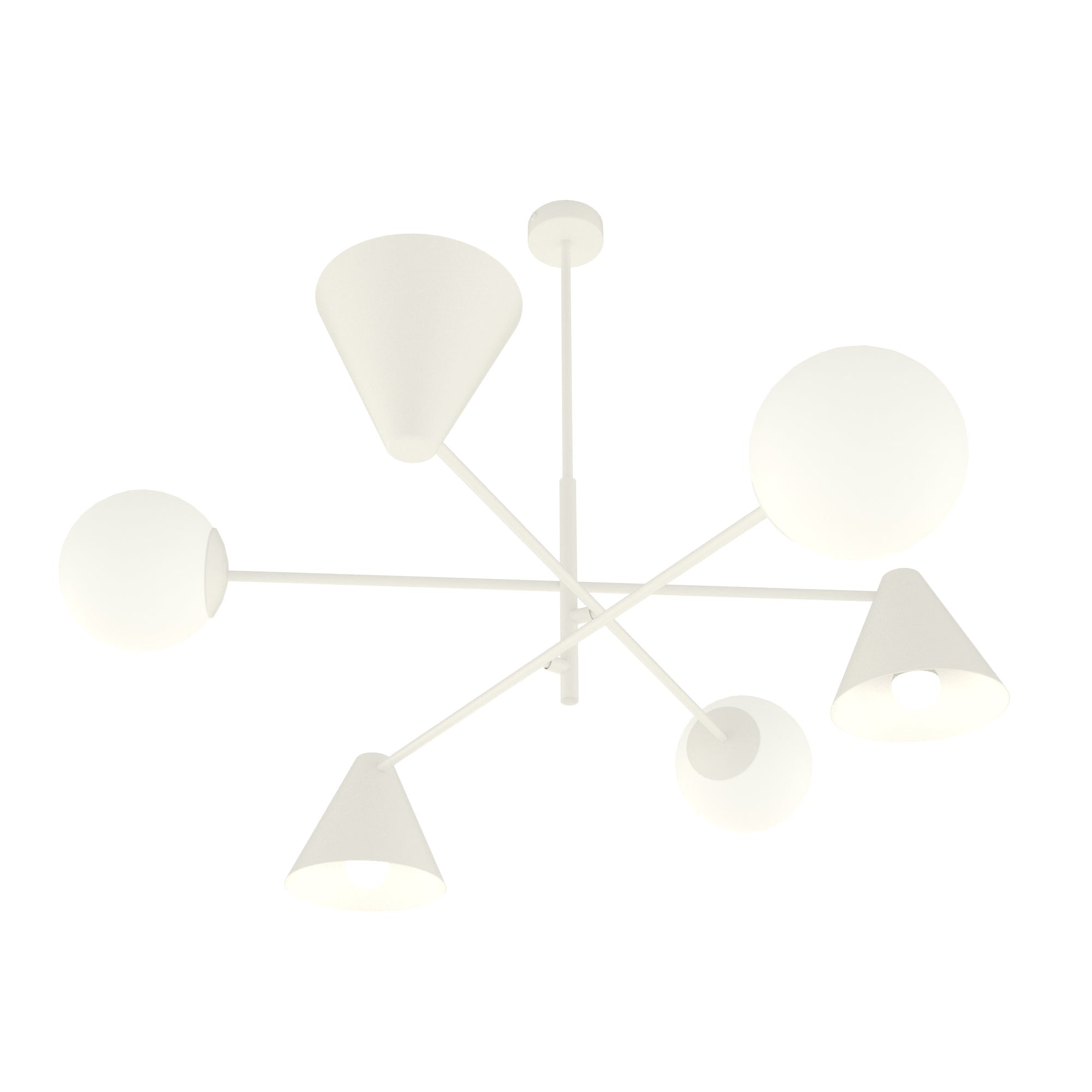 Duża lampa wisząca INEZ żyrandol 86cm BIAŁA 6 punktów światła E14 stylowa - LAITICA