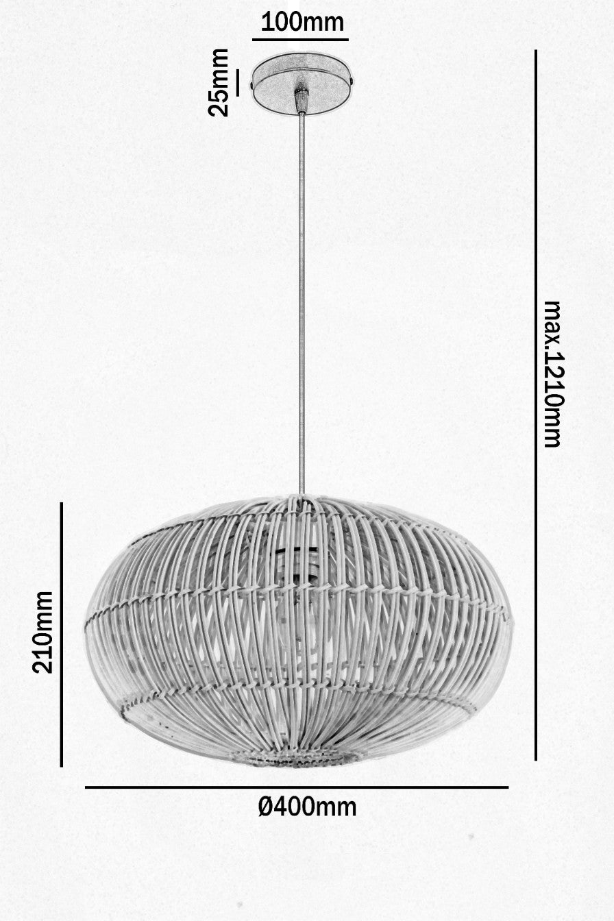 Dekoracyjna lampa Wisząca BONTI bambusowa Naturalny klosz Biały zwis 1xE27