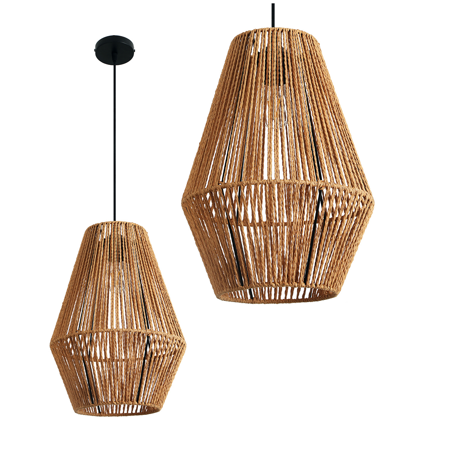 Lampa Wisząca SIBU 30cm Mała metal + sznurek 1xE27 Naturalna BOHO sufitowa