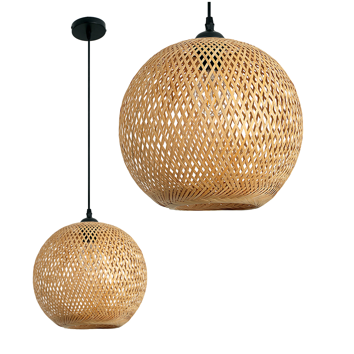 Lampa Wisząca styl Boho BITAVIA S ABAŻUR 40cm Bambusowy Naturalna do salonu