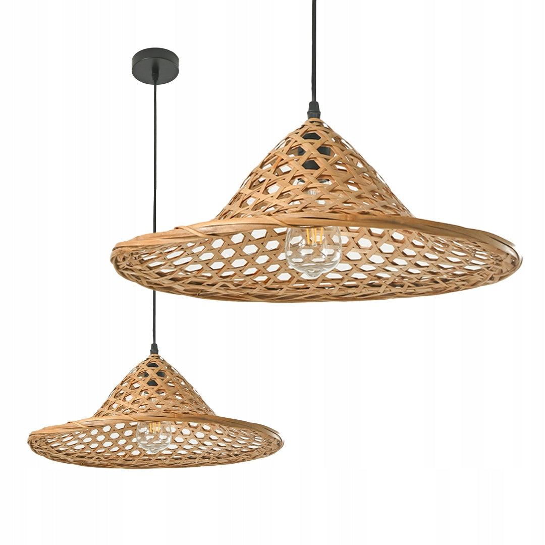 Lampa Wisząca BOHO Sufitowa Klosz Bambusowy Naturalna Duża 40cm E27