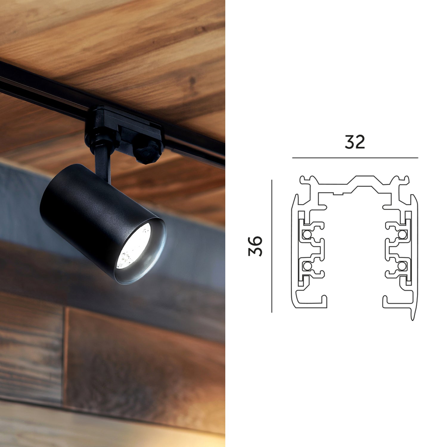 3x Szyna oświetleniowa 3-fazowa 1m CZARNA do LED NEXTRACK Szynoprzewód