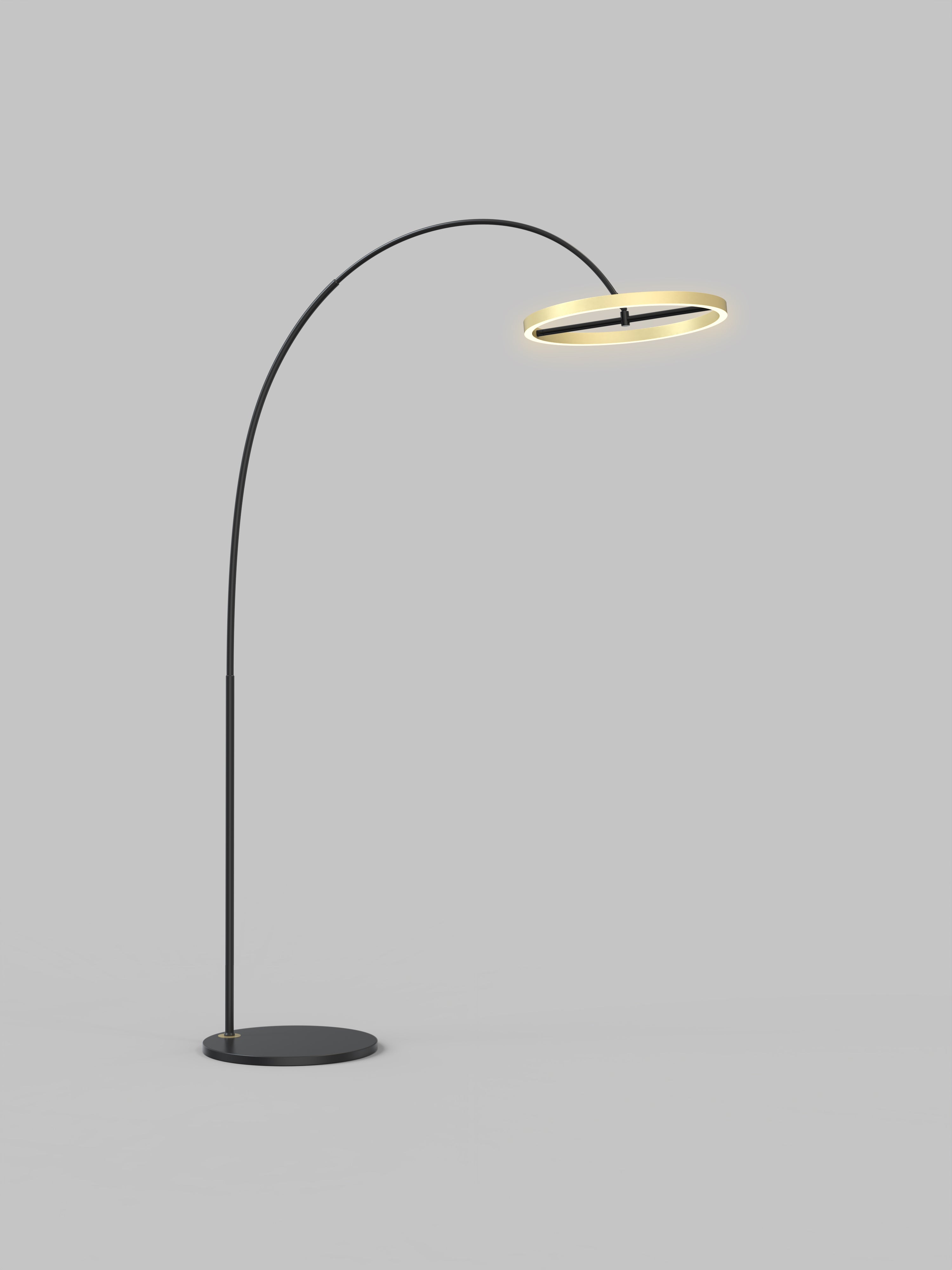 Duża lampa stojaca LED MALTA złoty okrągły klosz barwa CIEPŁA 180cm