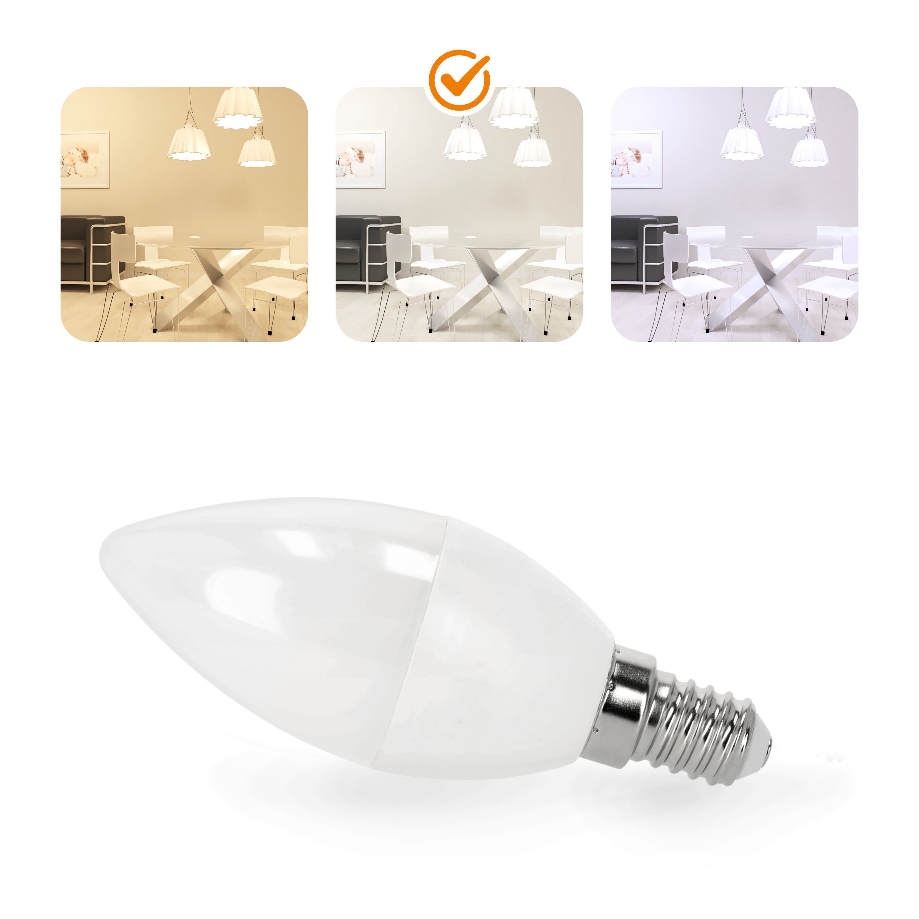 10x Żarówka LED SW E14 8,5W Barwa Neutralna biała 4000K 806lm Żarówka Świeczka