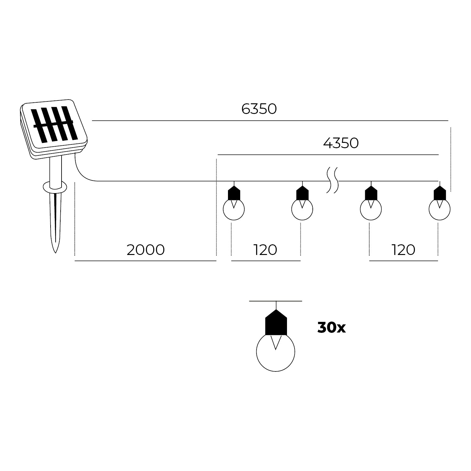 Solarna GIRLANDA ogrodowa LED ASTER 0,12W 30 ozdobnych kulek BARWA CIEPŁA