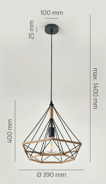 Lampa wisząca w stylu BOHO VIENNA E27 odcienie czerni i beżu