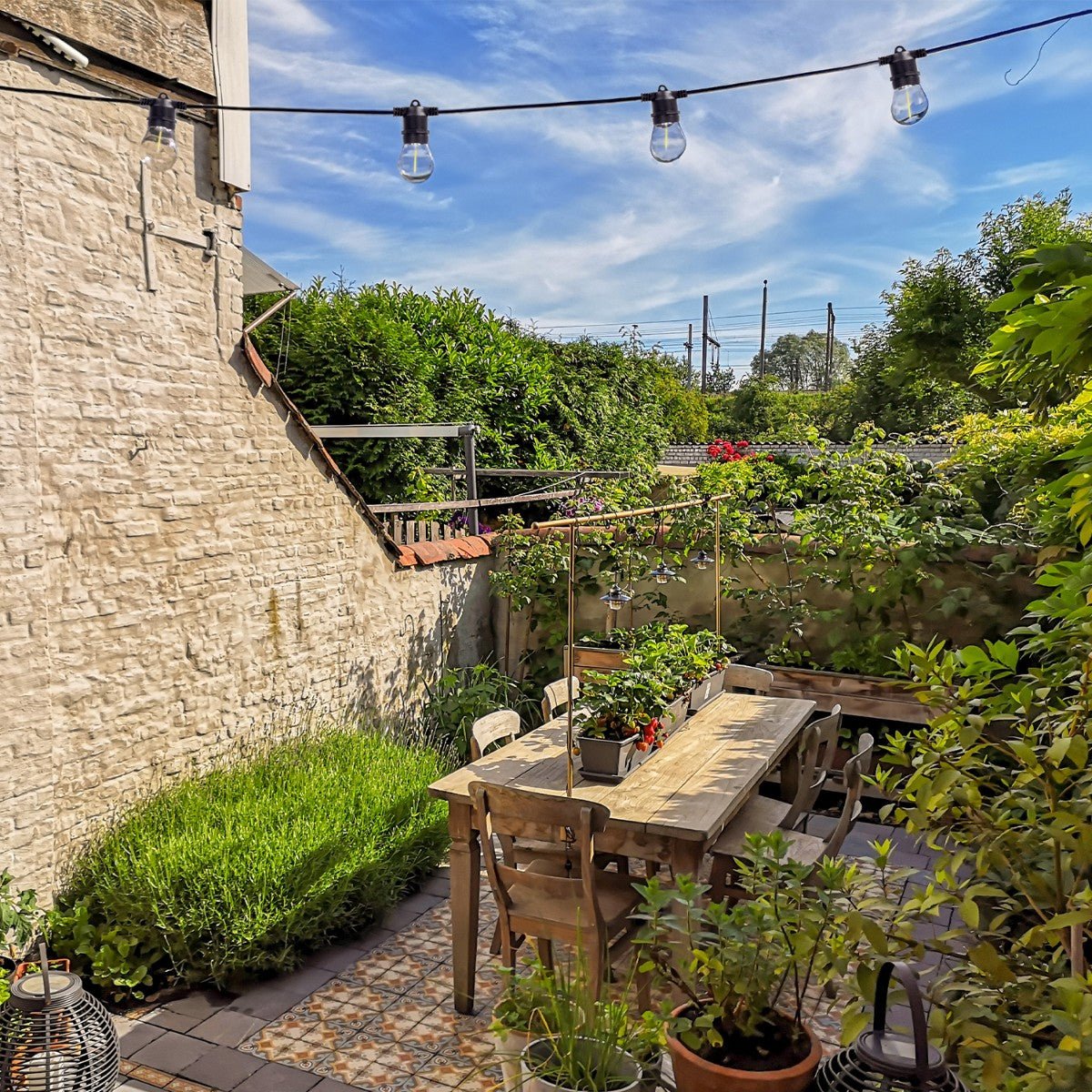 Girlanda Solarna LED 20m 20x E27 – Lampki Ogrodowe Taras Balkon - LAITICA