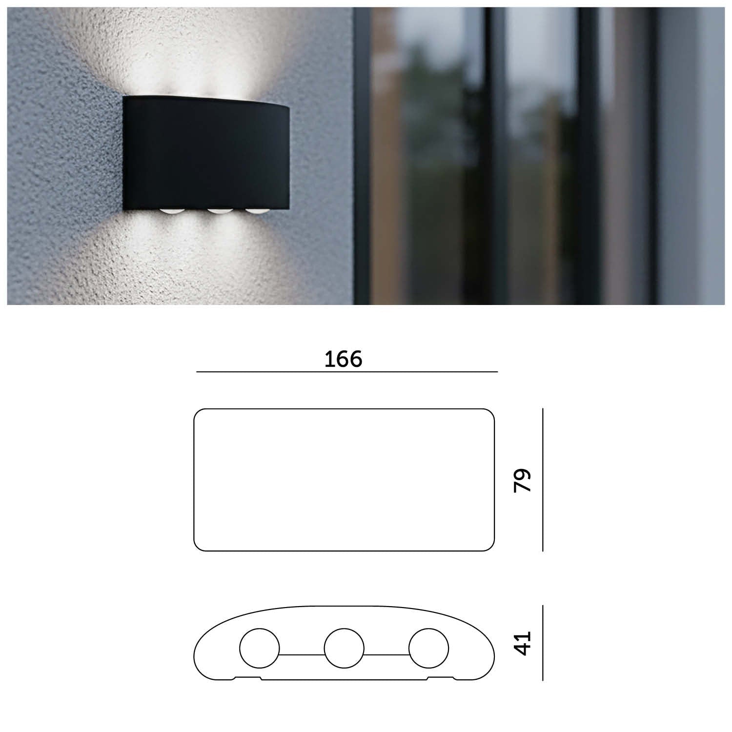 Kinkiet Elewacyjny LED Góra Dół 6W 4000K Lampa Ścienna Zewnętrzna - LAITICA