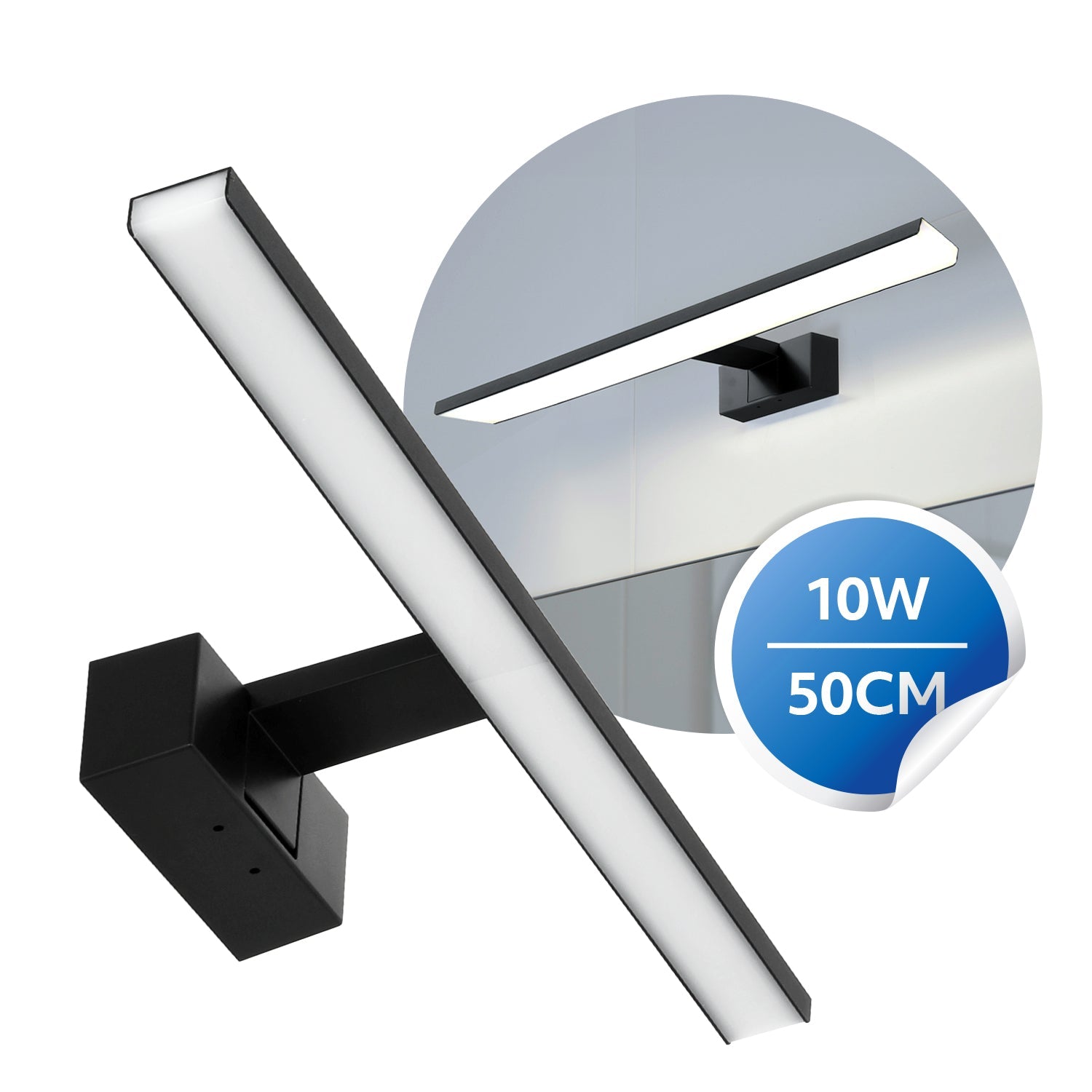 Kinkiet łazienkowy LED 10W lampa ścienna nad lustro CZARNY wodoodporny IP44 - LAITICA