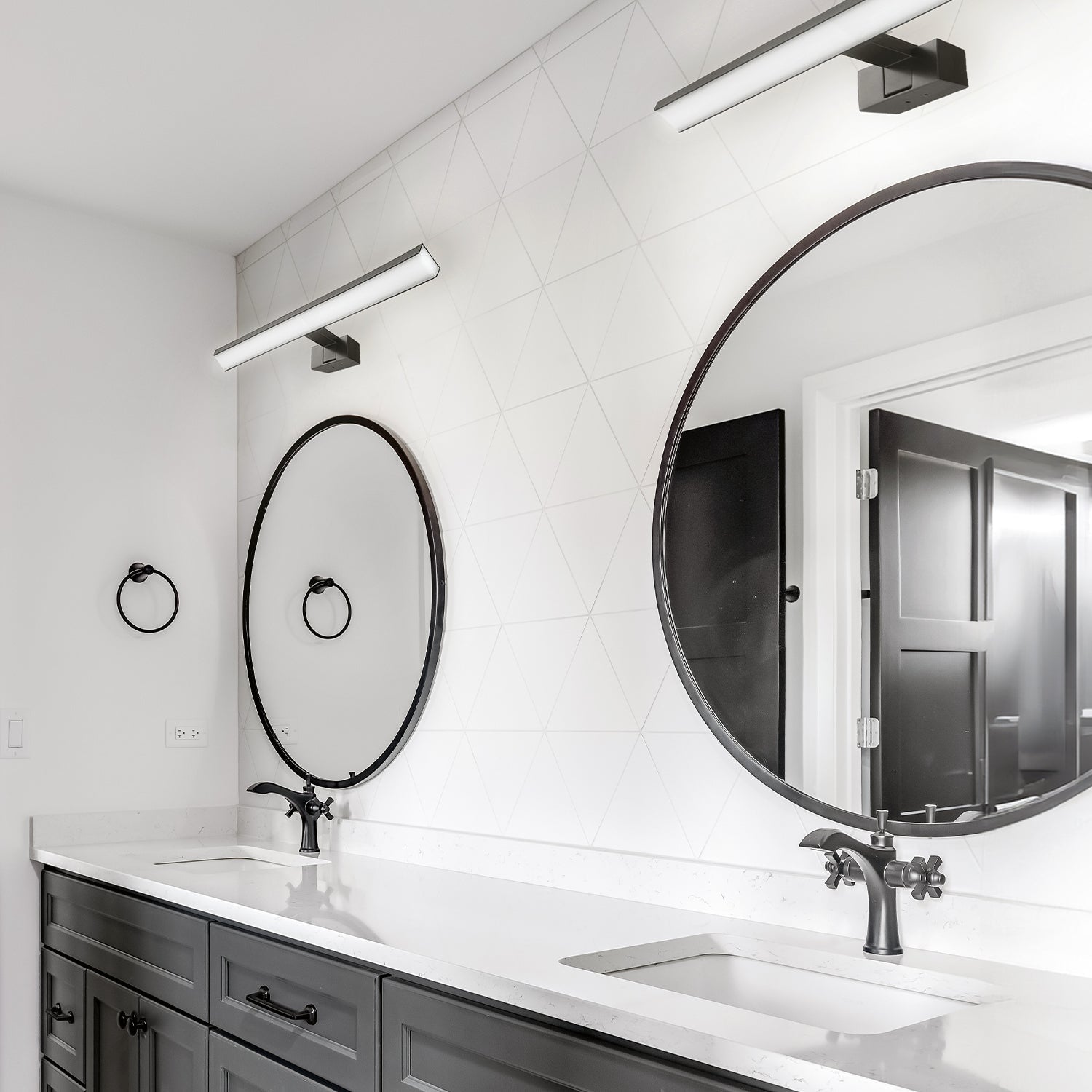 Kinkiet łazienkowy LED 10W lampa ścienna nad lustro CZARNY wodoodporny IP44 - LAITICA