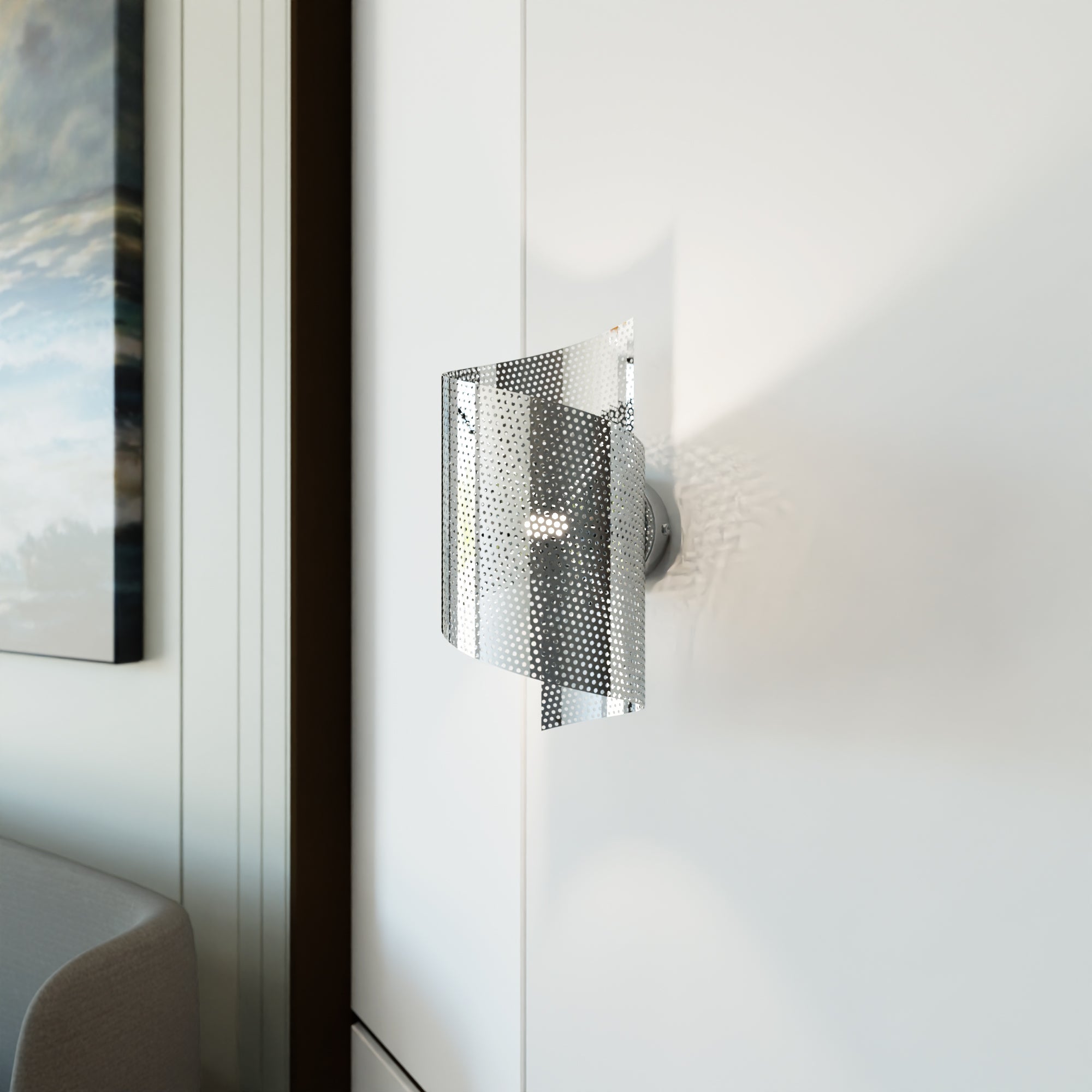 Kinkiet ścienny INEZ Ażurowy CHROM Metalowy 1xG9 lampa Oryginalny Design - LAITICA