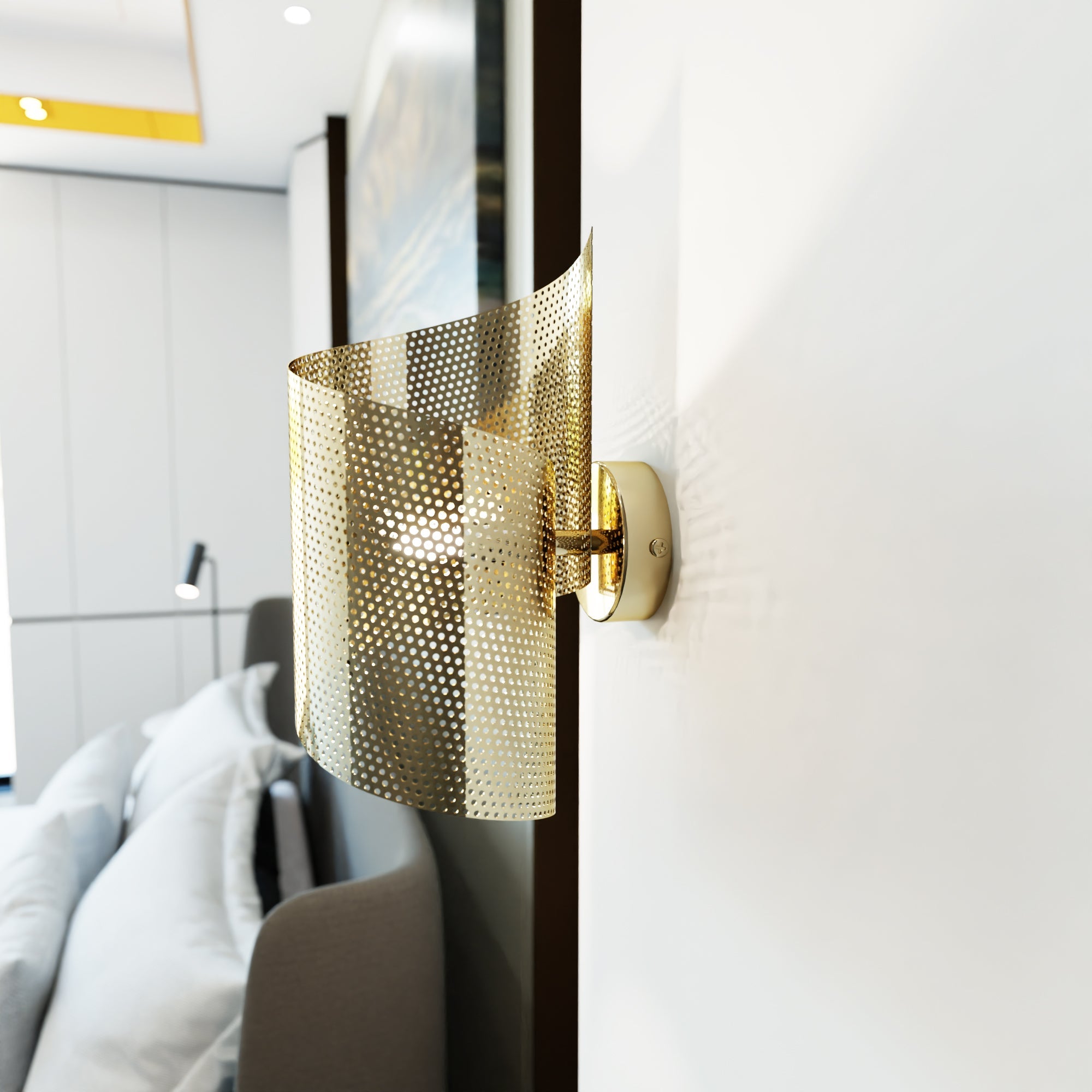 Kinkiet ścienny INEZ Ażurowy ZŁOTY Metalowy 1xG9 lampa Oryginalny Design - LAITICA