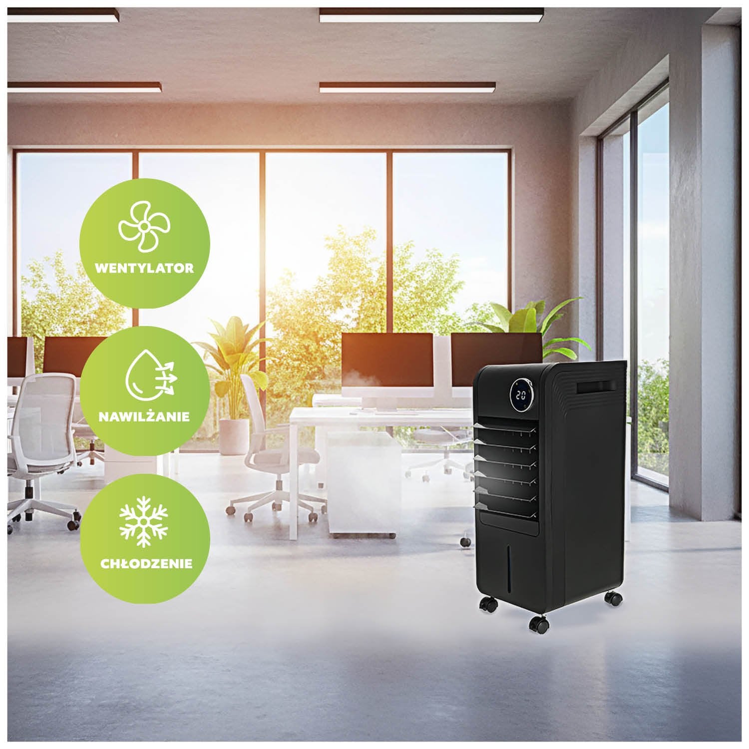 Klimator Ewaporacyjny 65W 3w1 z Pilotem | Chłodzenie | Czarny - LAITICA
