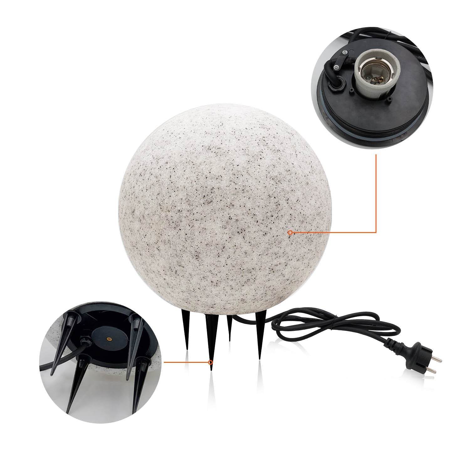 Kula świecąca OGRODOWA FLORA S wodoodporna imitacja marmuru - LAITICA