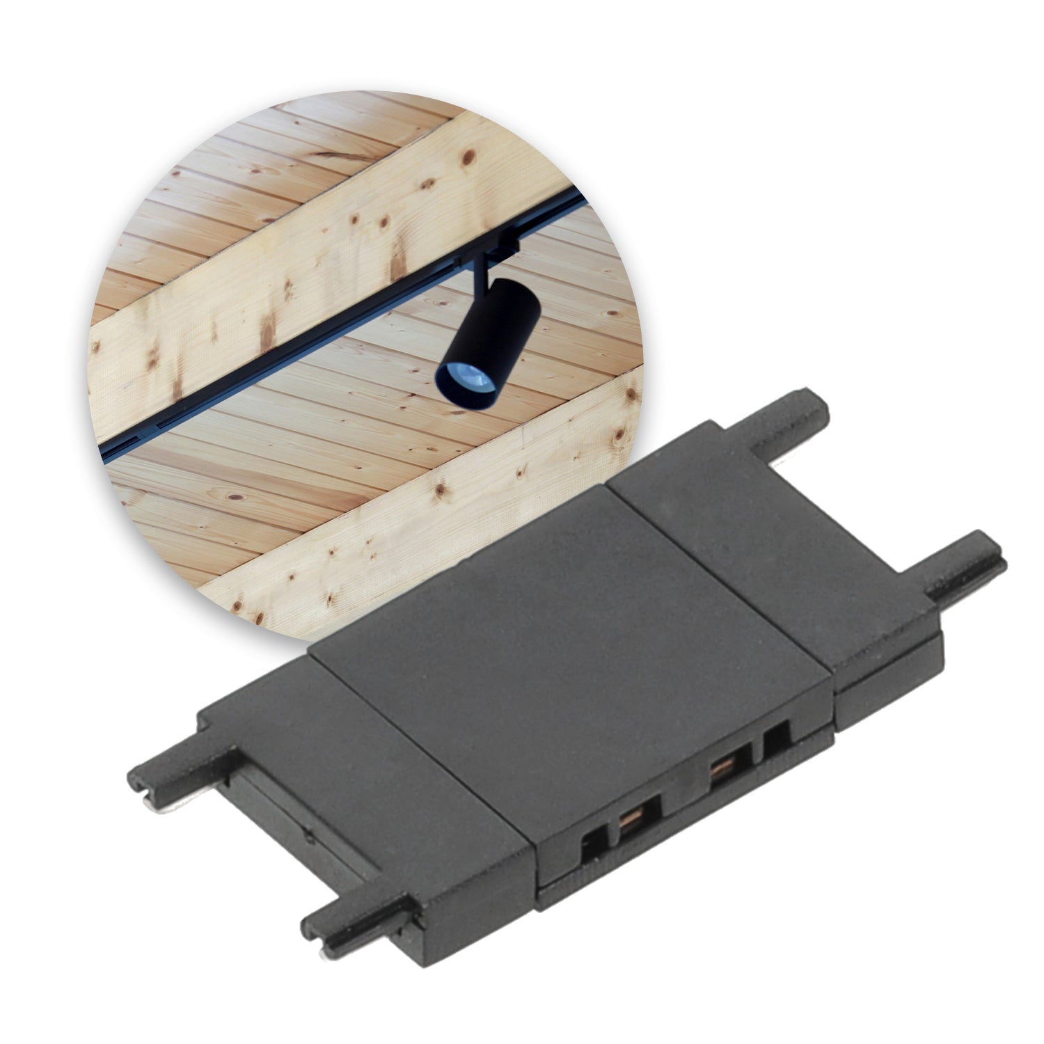 Łącznik I zewnętrzny do szyn magnetycznych – natynkowy czarny - LAITICA