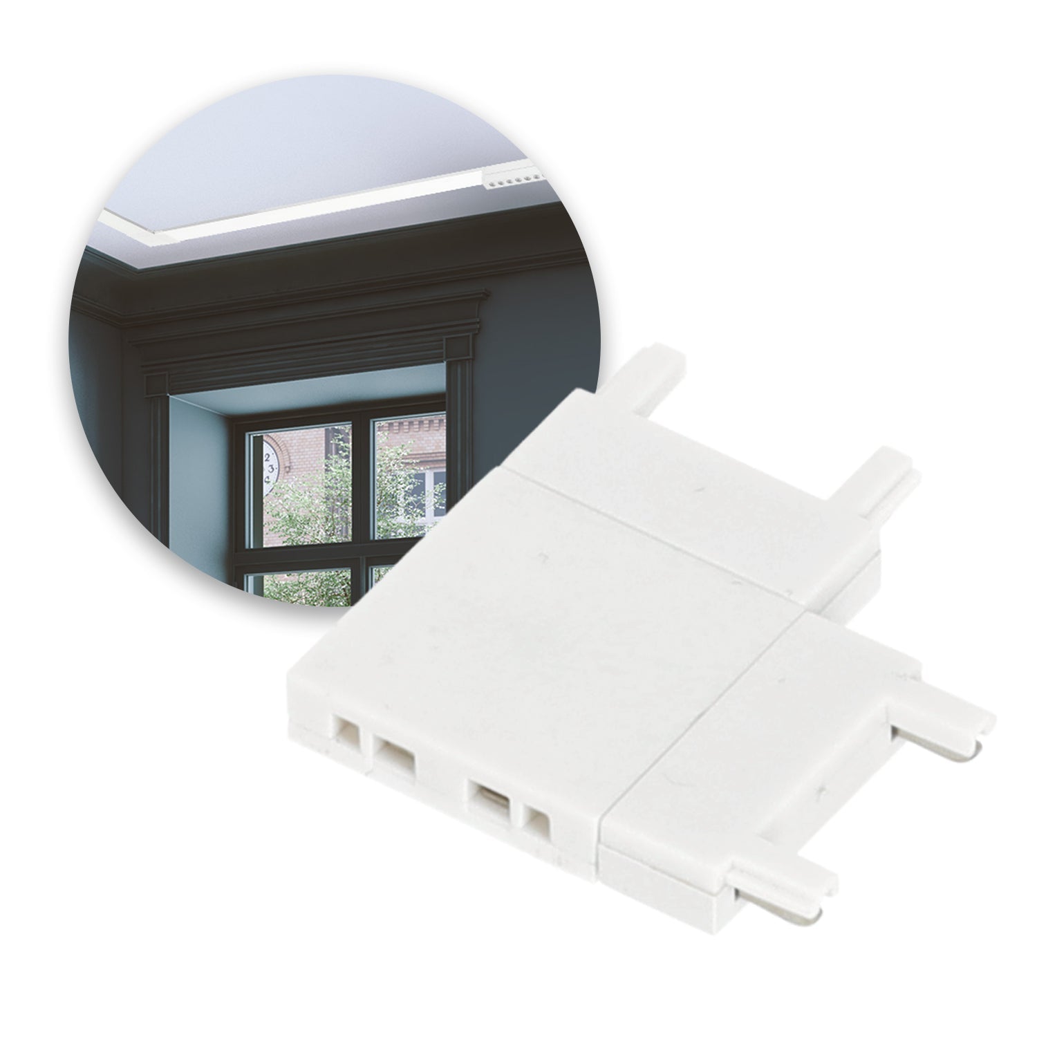 Łącznik L poziomy 90° do jednofazowych szyn magnetycznych - biały - LAITICA