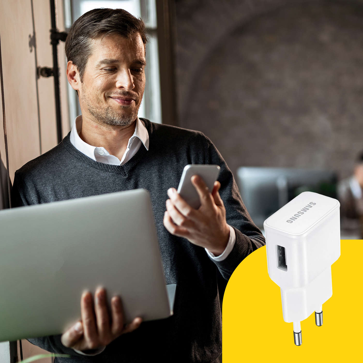 Ładowarka sieciowa SAMSUNG Oryginalna EP - TA50EWE 7.75W + Kabel USB - C 1,5m - LAITICA