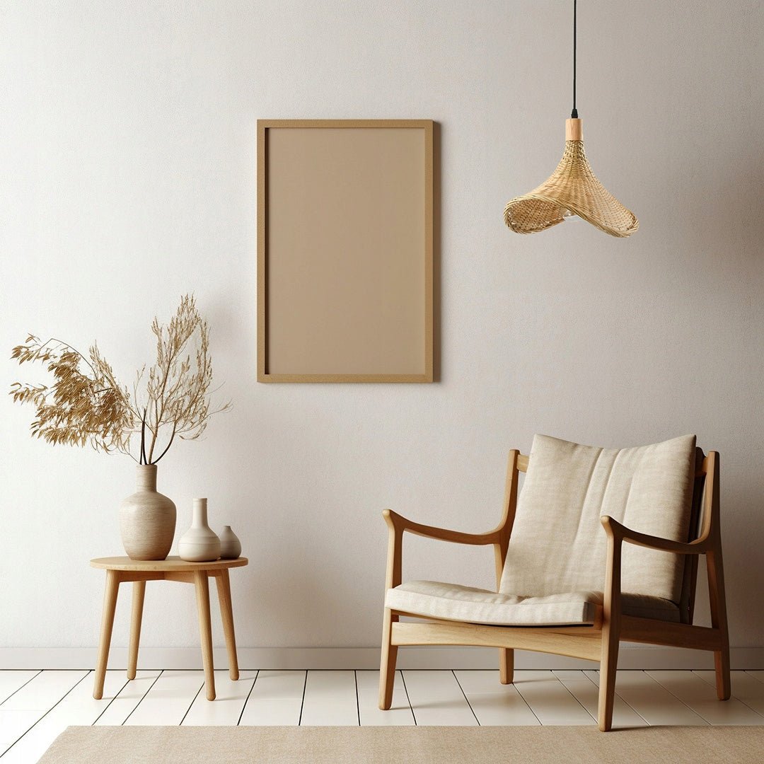 Lampa Boho Wisząca Sufitowa Bambusowa na E27 Pleciona Naturalna - LAITICA