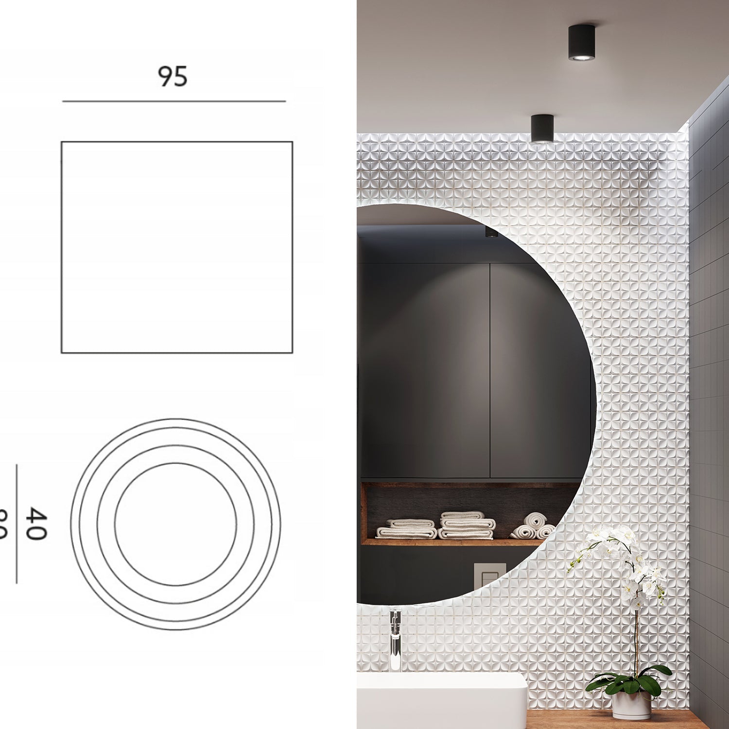 Lampa Łazienkowa Sufitowa, Plafon Loft, Tuba WODOSZCZELNA Czarna IP44 LLS - LAITICA