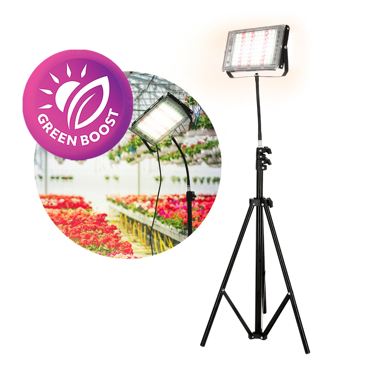 Lampa LED do roślin 45W na statywie, 5000K światło dzienne, 180° kąt świecenia, IP65 – doświetlanie roślin domowych i upraw - LAITICA