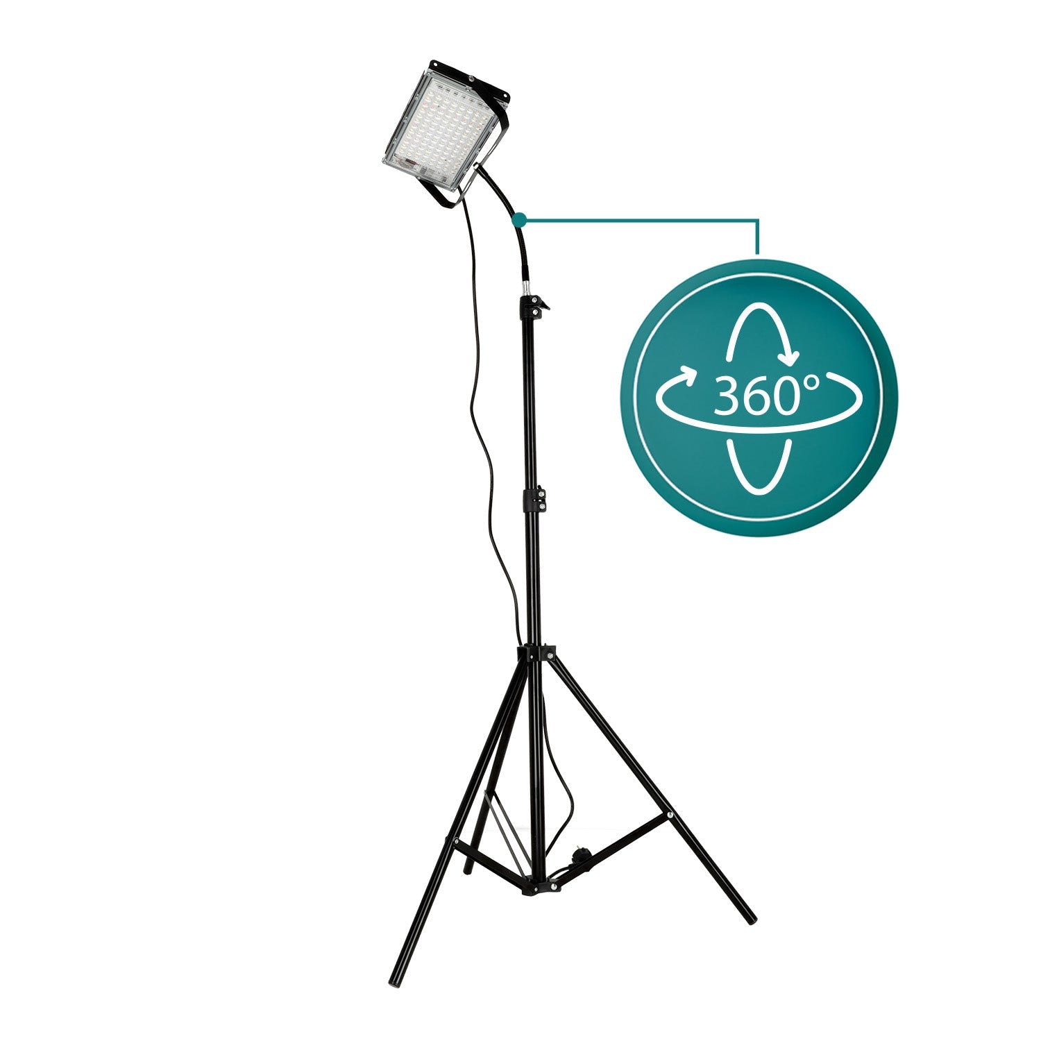 Lampa LED do roślin 45W na statywie, 5000K światło dzienne, 180° kąt świecenia, IP65 – doświetlanie roślin domowych i upraw - LAITICA