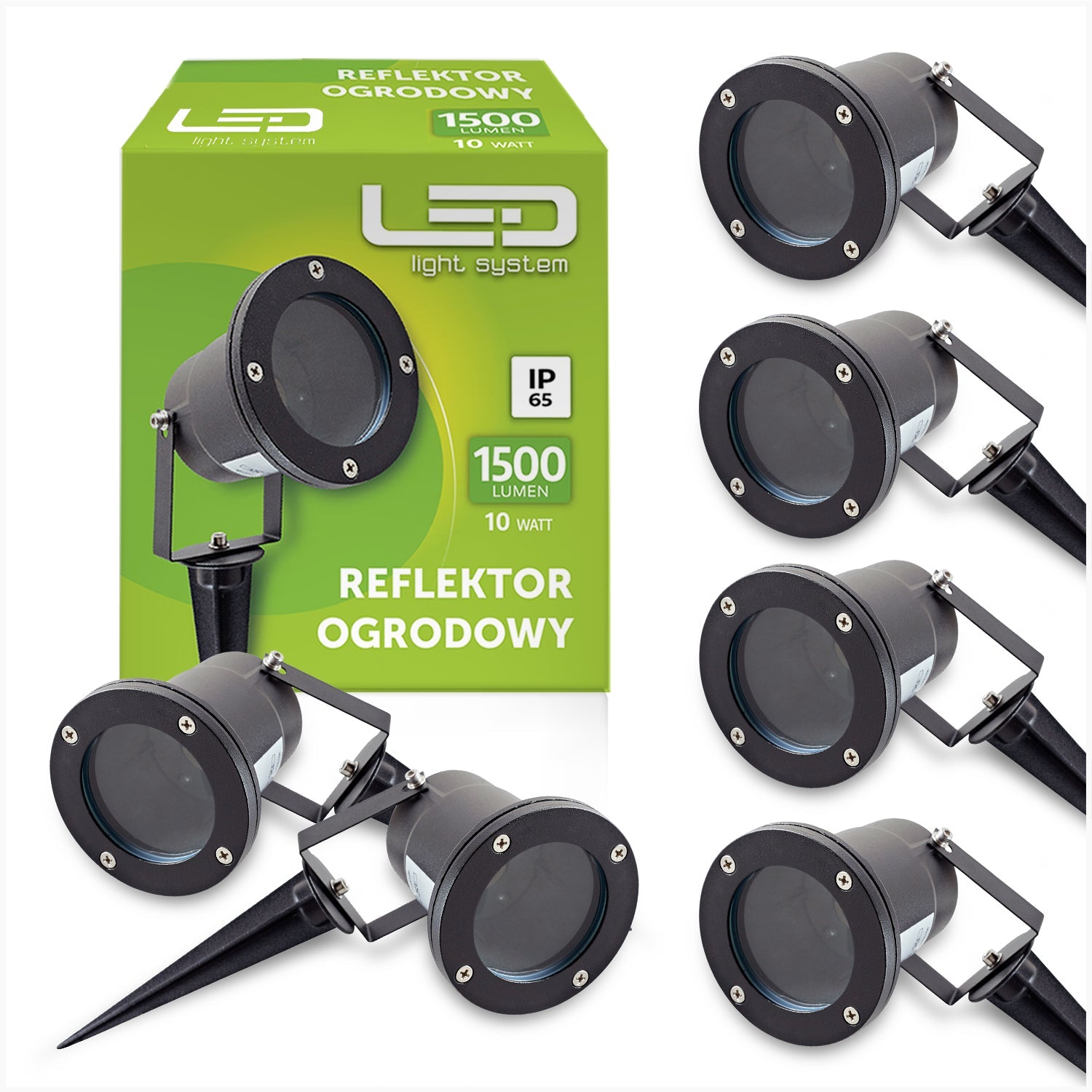 Lampa Ogrodowa wbijana REFLEKTOR na GU10 CZARNY wodoodporna IP65 - zestaw 6szt - LAITICA