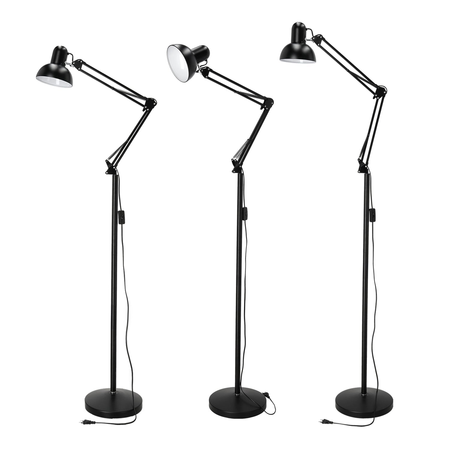 Lampa Podłogowa 2m z Regulowanym Ramieniem Metalowa CZARNA 1xE27 Nowoczesna - LAITICA