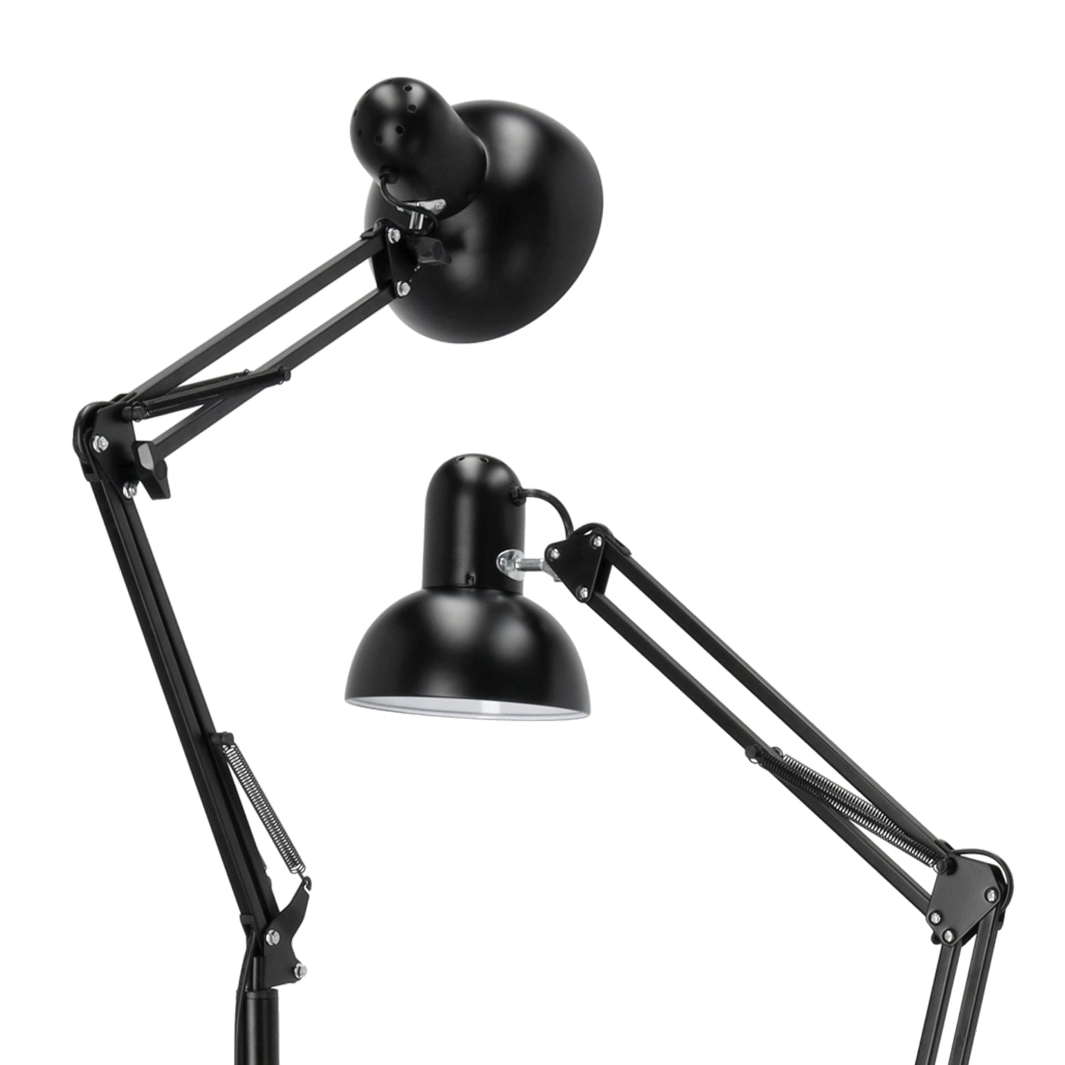 Lampa Podłogowa 2m z Regulowanym Ramieniem Metalowa CZARNA 1xE27 Nowoczesna - LAITICA