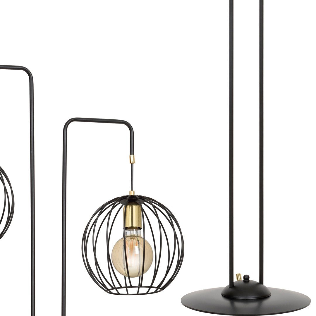 Lampa podłogowa ALBIO LP2 BLACK nowoczesna loft czarno/złota - LAITICA