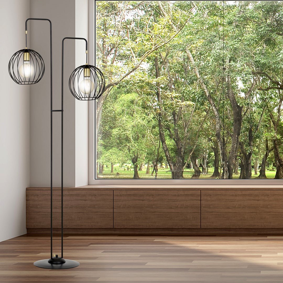 Lampa podłogowa ALBIO LP2 BLACK nowoczesna loft czarno/złota - LAITICA