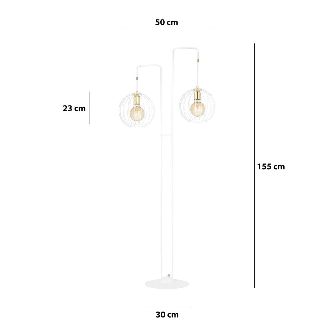 Lampa podłogowa ALBIO LP2 WHITE nowoczesna loft biało/złota - LAITICA
