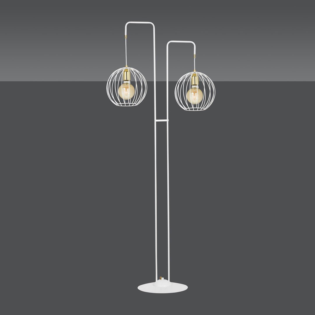 Lampa podłogowa ALBIO LP2 WHITE nowoczesna loft biało/złota - LAITICA