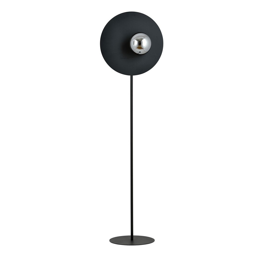 Lampa podłogowa czarna NICEA klosz grafitowy SZKLANY 1xE14 nowoczesny styl - LAITICA