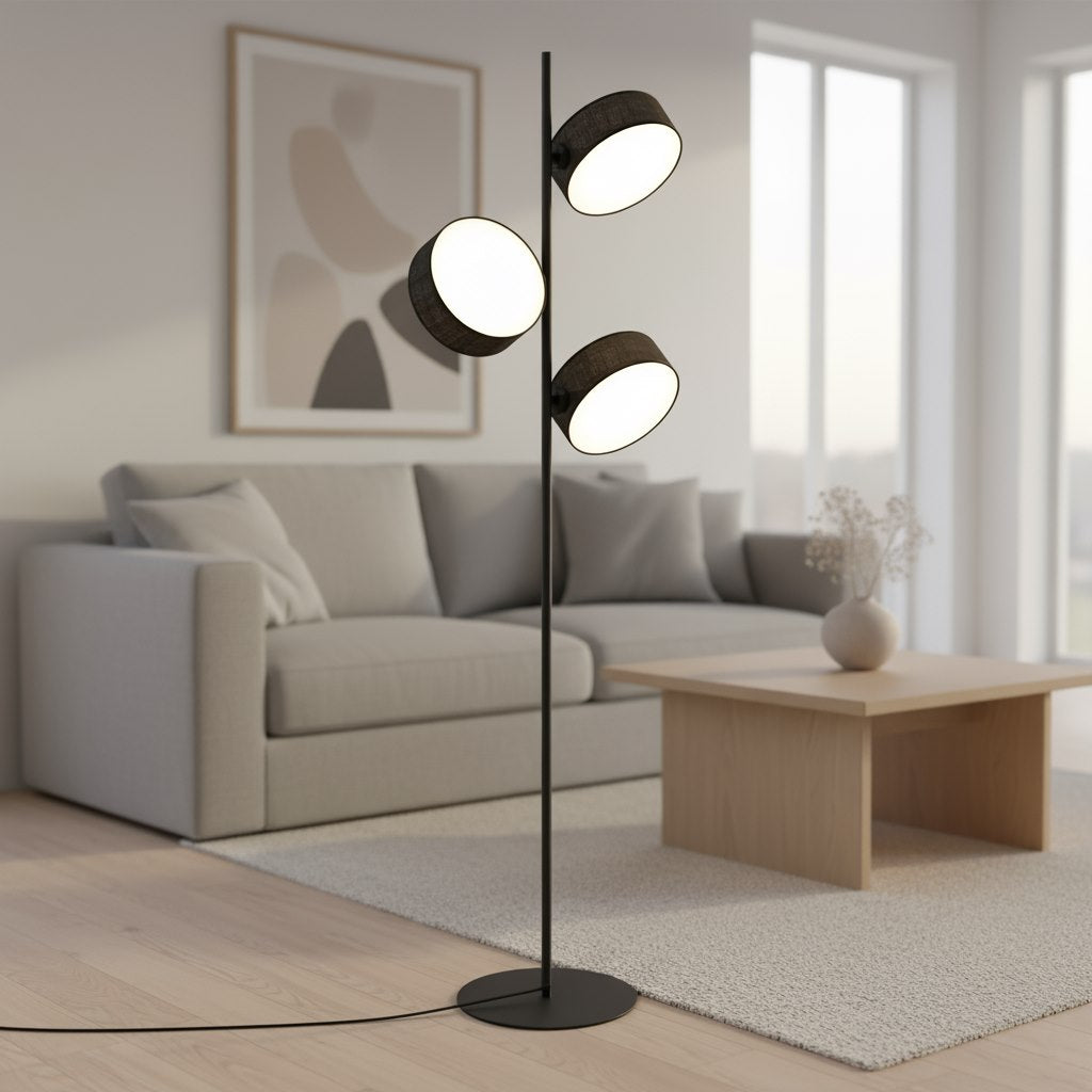 Lampa podłogowa Japandi DRUMZ LP3 czarna – minimalistyczna - LAITICA