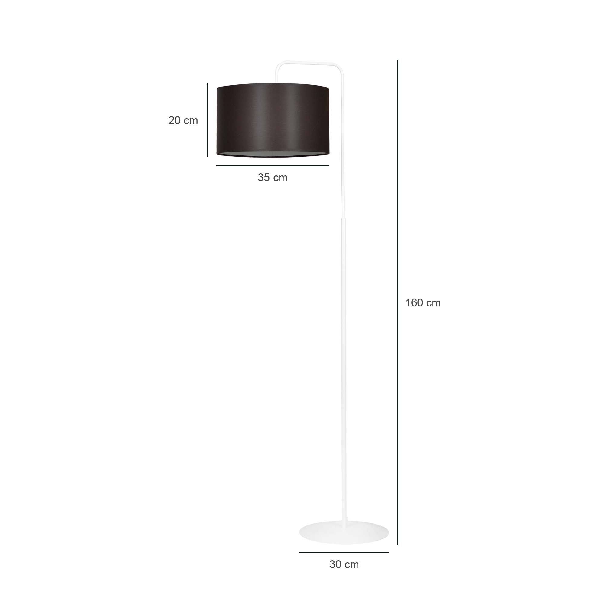 Lampa podłogowa TRAPO LP1 WH WENGE biała, brąz, abażur - LAITICA
