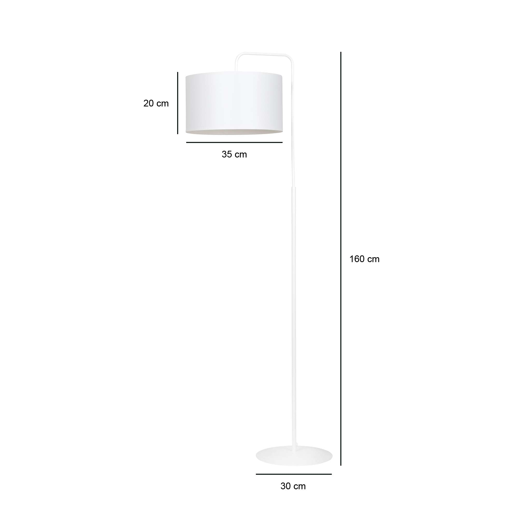 Lampa podłogowa TRAPO LP1 WH WHITE biała, abażur - LAITICA