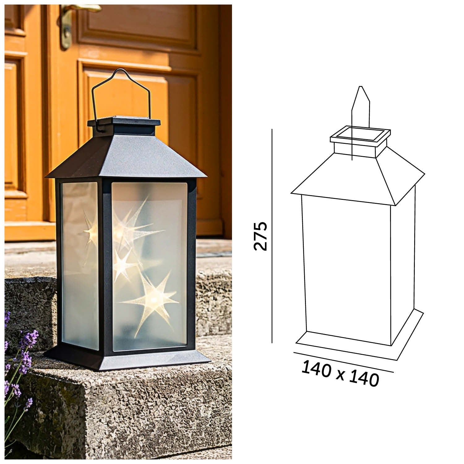 Lampa solarna LED IP44 2700K latarnia ogrodowa efekt świecy - LAITICA