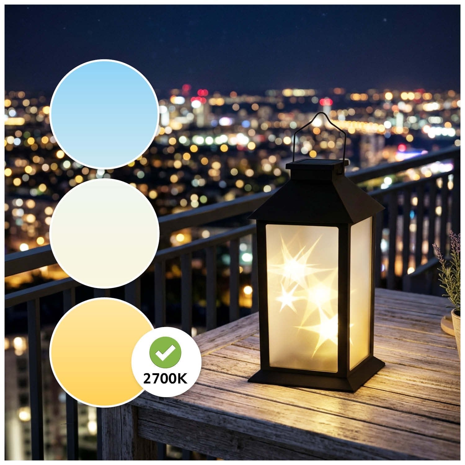 Lampa solarna LED IP44 2700K latarnia ogrodowa efekt świecy - LAITICA