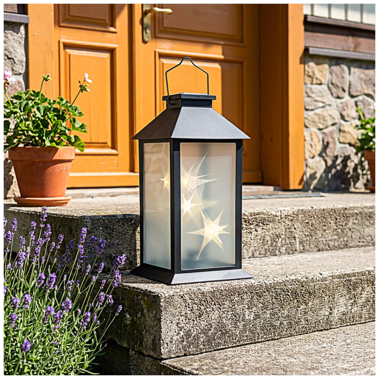 Lampa solarna LED IP44 2700K latarnia ogrodowa efekt świecy - LAITICA