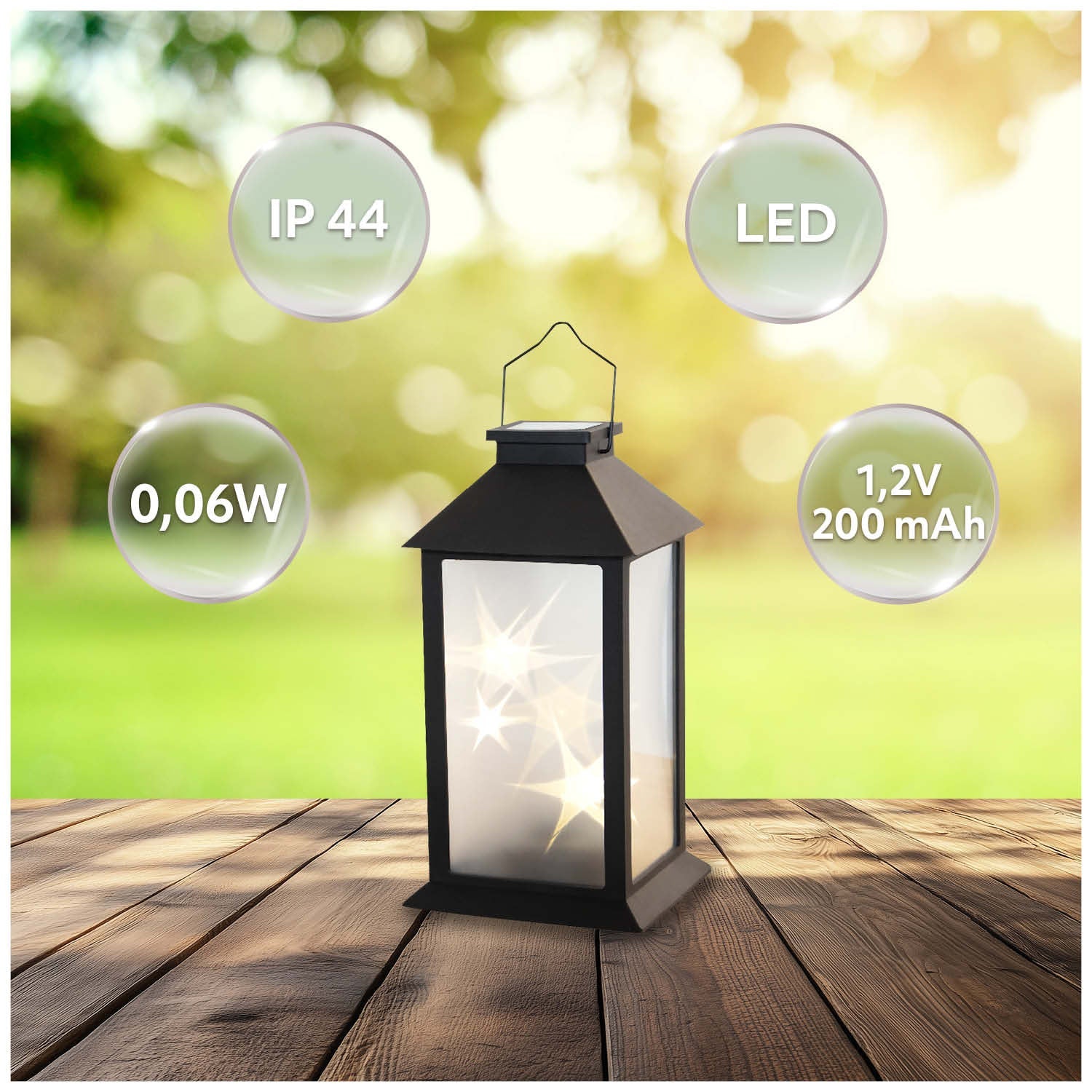 Lampa solarna LED IP44 2700K latarnia ogrodowa efekt świecy - LAITICA