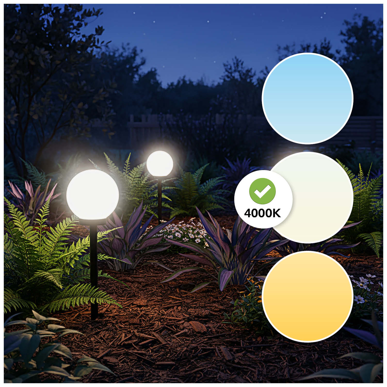 Lampa solarna LED kula 20 cm 4000K – słupek ogrodowy - LAITICA