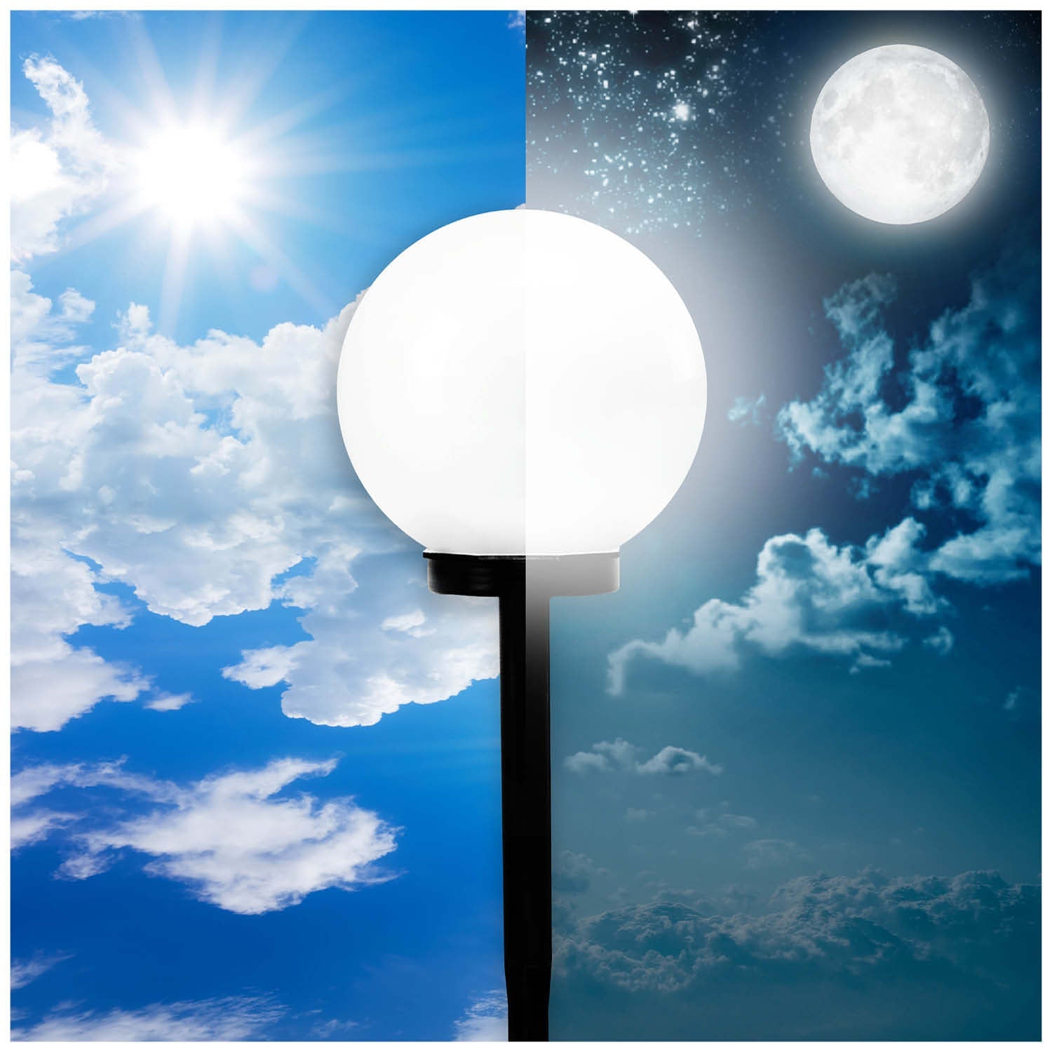 Lampa solarna LED kula 20 cm 4000K – słupek ogrodowy - LAITICA
